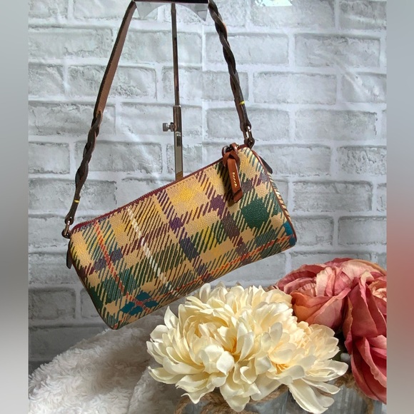 Dooney & Bourke Plaid Shoulder Bag in Cream and Green - Picture 2 of 7